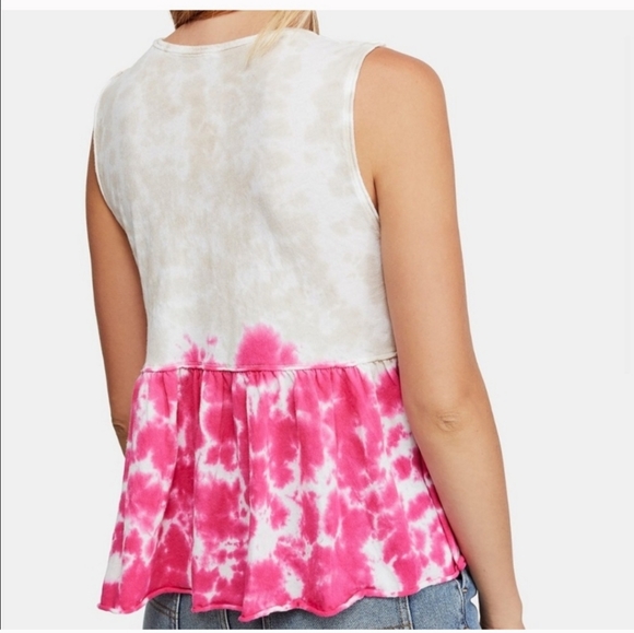 Free People Anytime Tie Dye Tank Hot Hibiscus Combo Large - Picture 2 of 8